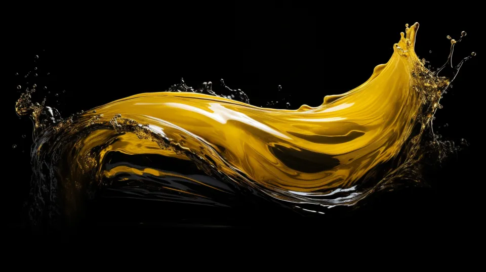 Fluid yellow substance on a black background creating a dynamic effect