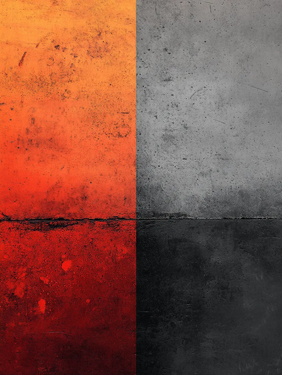 Dos colores en la textura del hormigón: naranja y negro