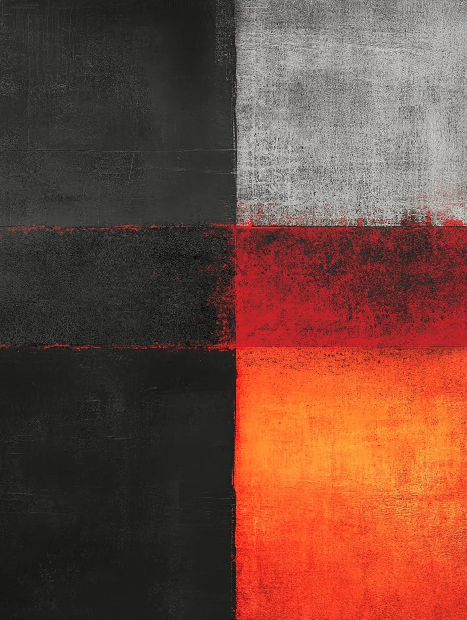 Abstracción cuadrada con colores negro, rojo y gris
