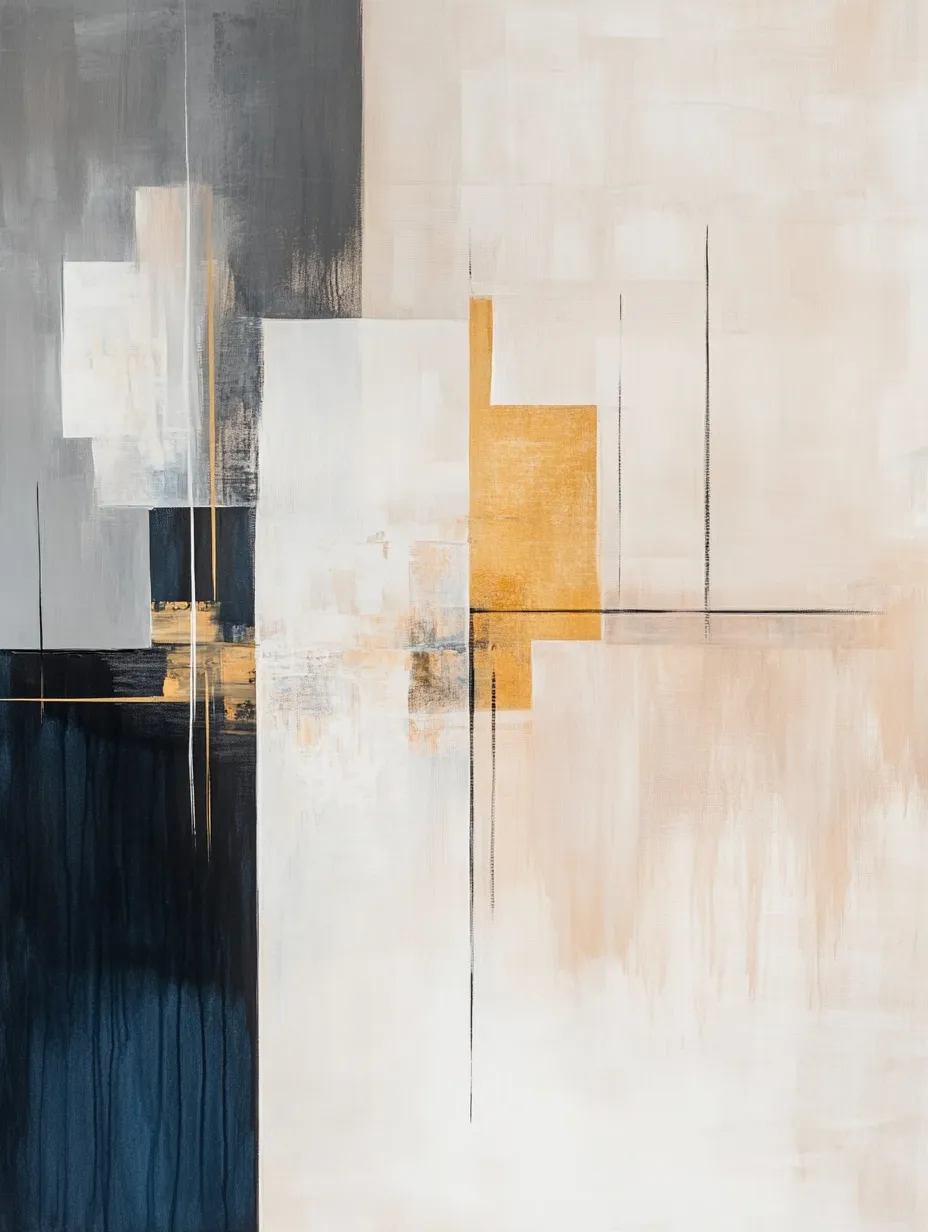 Abstracción moderna con formas geométricas y colores neutros