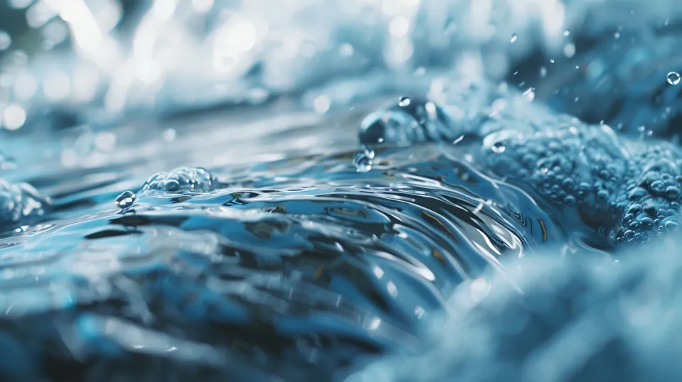 Close-up of Water with Bubbles and Surface Ripples