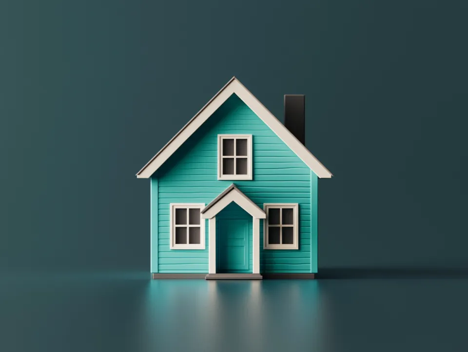 Image of a small house in a minimalist style with a characteristic color