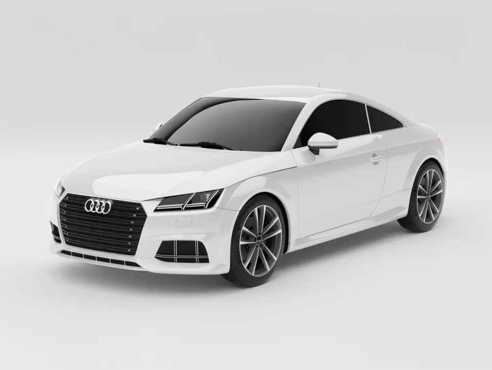 Renderizado de calidad del coupé deportivo Audi TT en color blanco