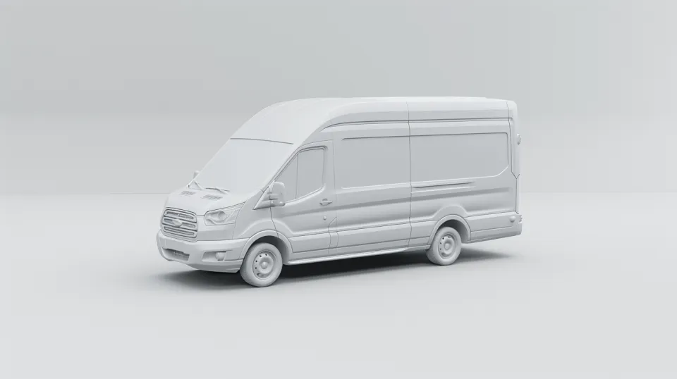 3D model of a white minivan on a neutral background