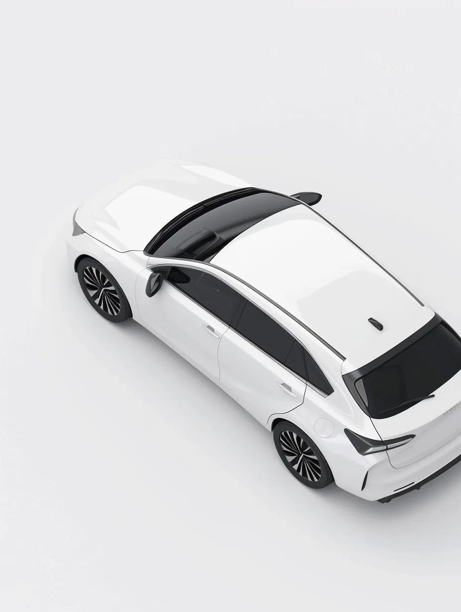 Image of a white car with a black roof on a neutral background