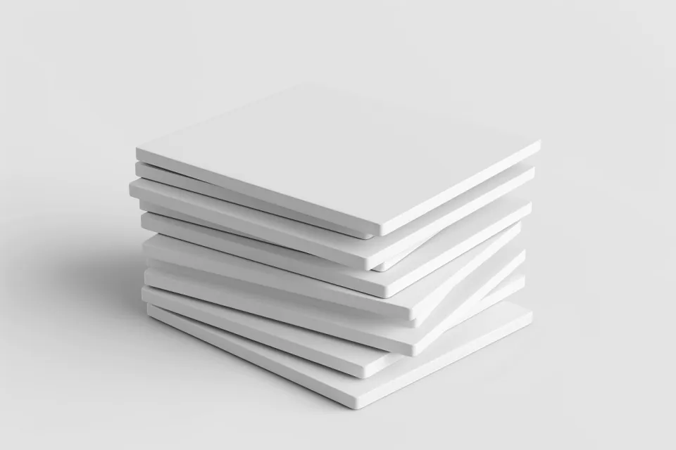 Stack of eight clean canvases for artistic work