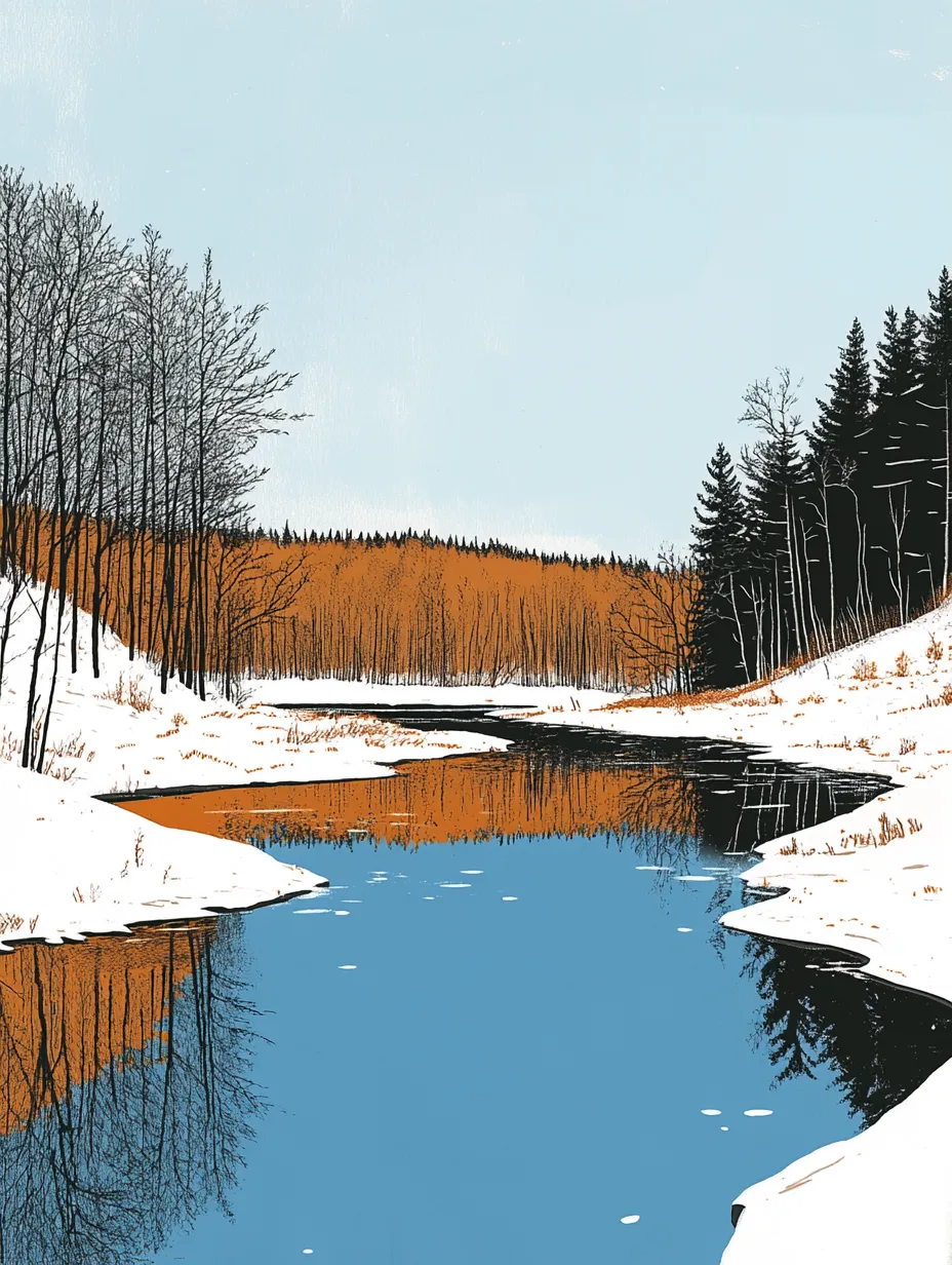 Bonito paisaje otoñal con un río, un bosque y reflejos en el agua