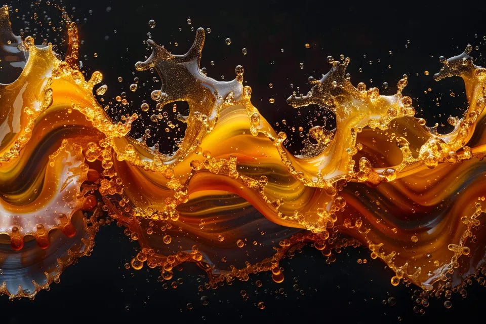 Imagen que ilustra los efectos del agua y los líquidos con tonos dorados