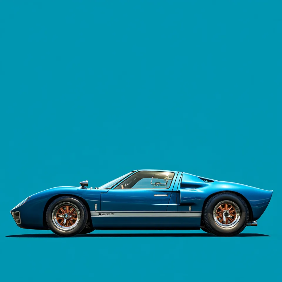 Imagen de un coche deportivo azul sobre un fondo uniforme