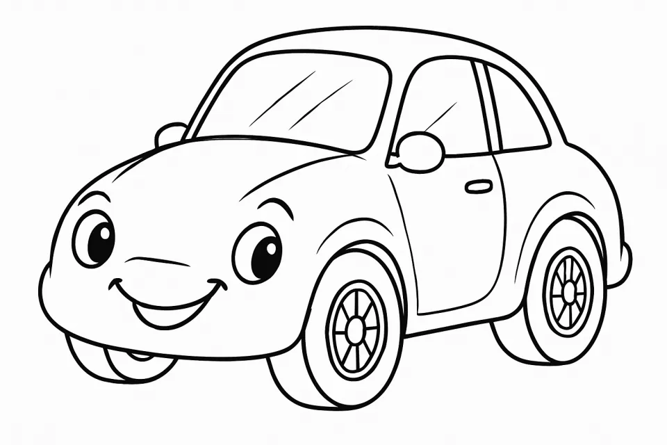 Cartoon coloring machine with a cute face and big eyes