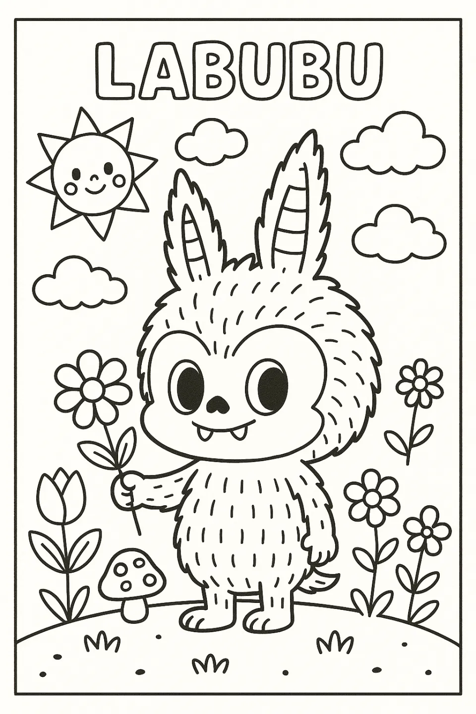 Cute Creature with a Flower Against the Sun and Clouds