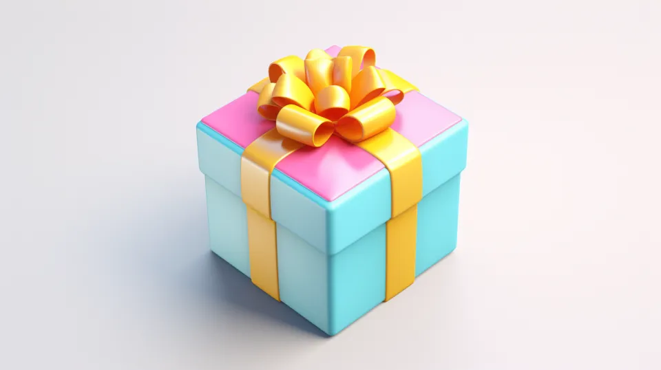 Aesthetically decorated box with a surprise and a yellow bow