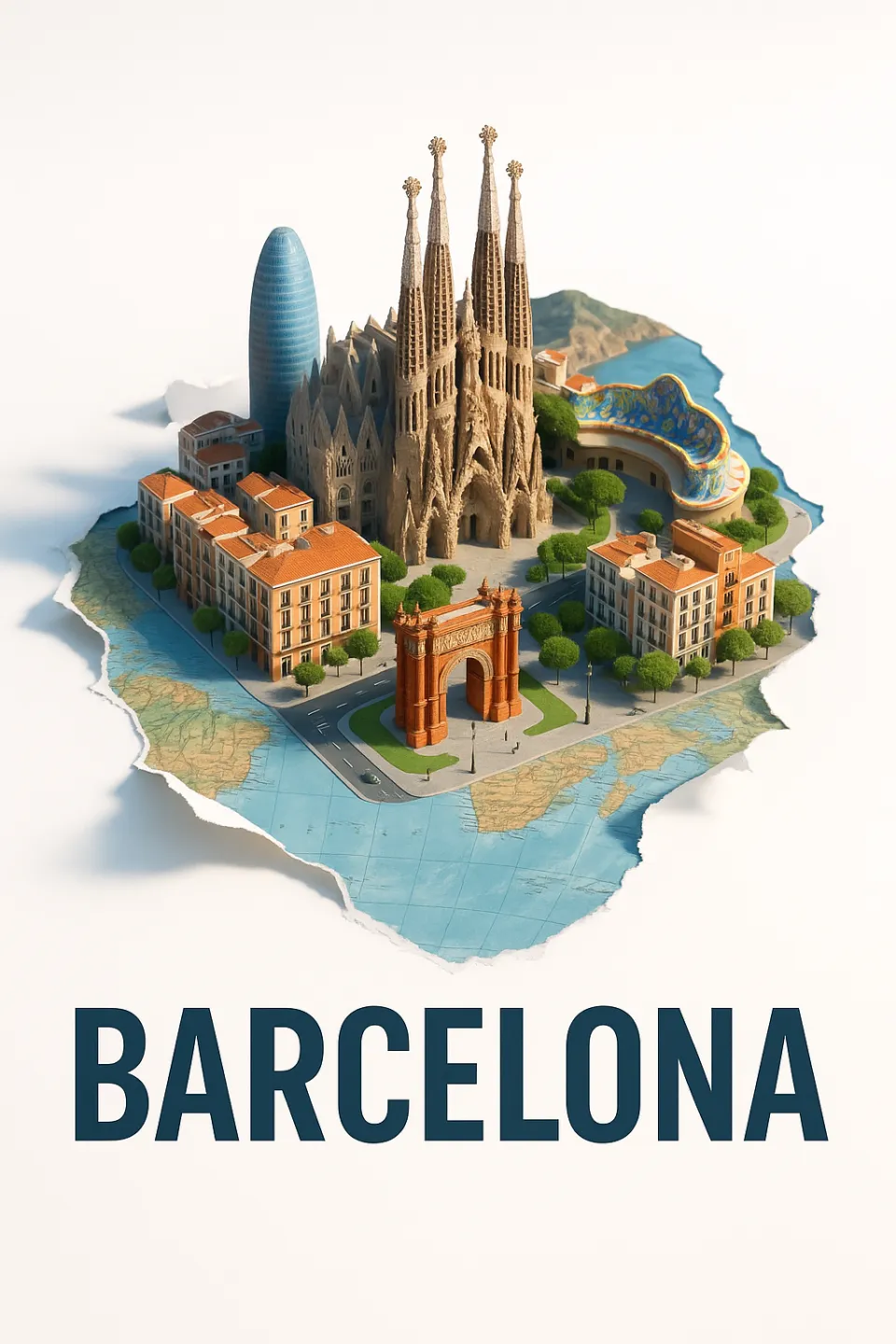 3D Visualization of Key Attractions in Barcelona