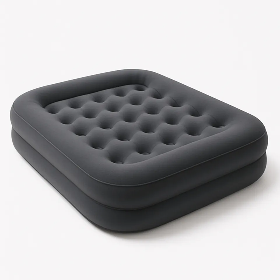 Comfortable inflatable mattress with a smooth surface and buttons