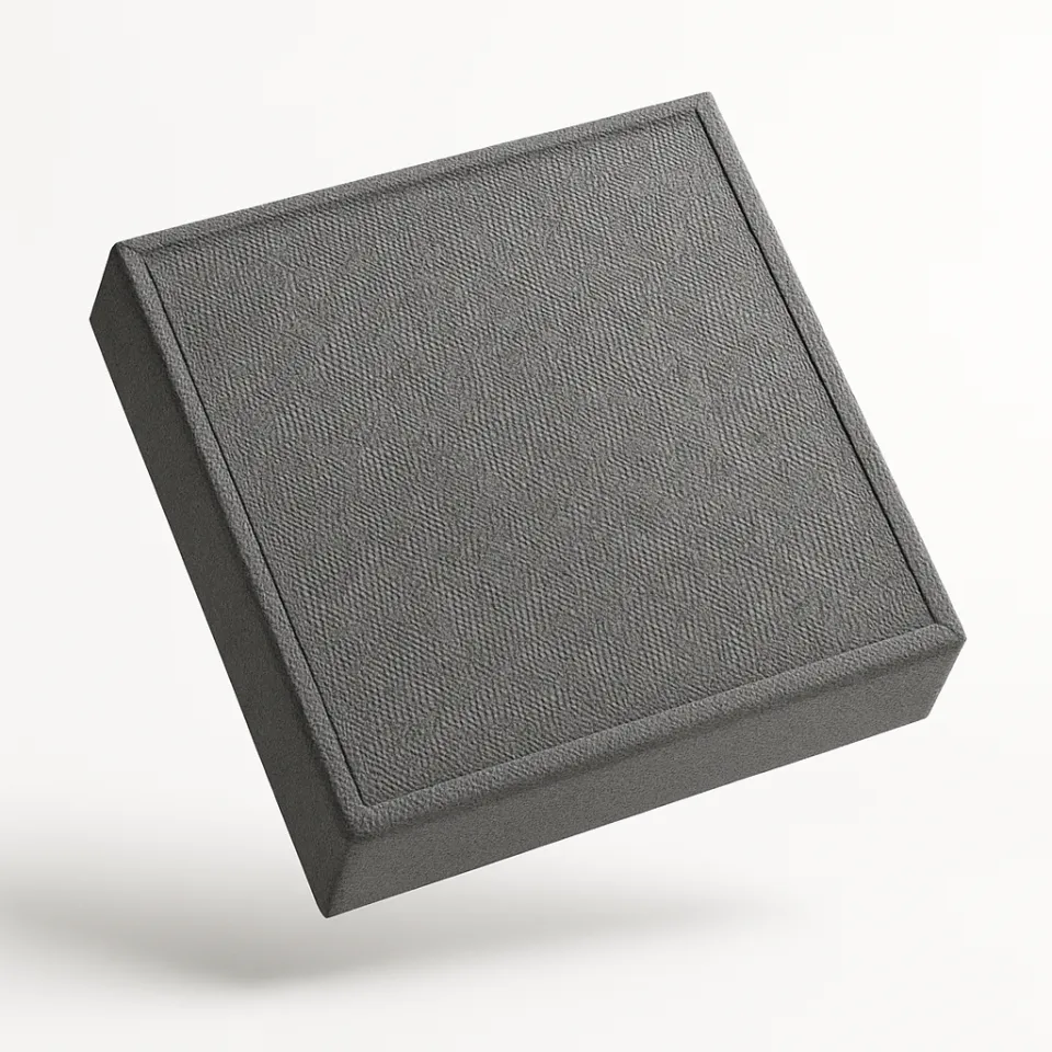 Square gray box with texture and trim