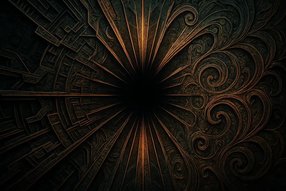 Complex Textured Background with Radial Golden Ornaments