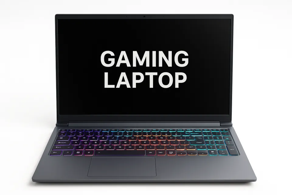 Gaming laptop with illuminated keyboard and large screen