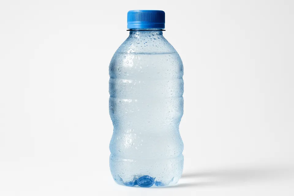 Water bottle with droplets on the surface for refreshment