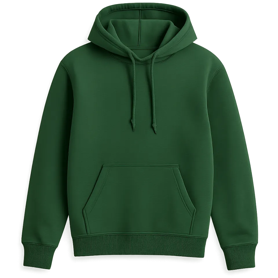 Trendy green hoodie with a pocket and adjustable hood