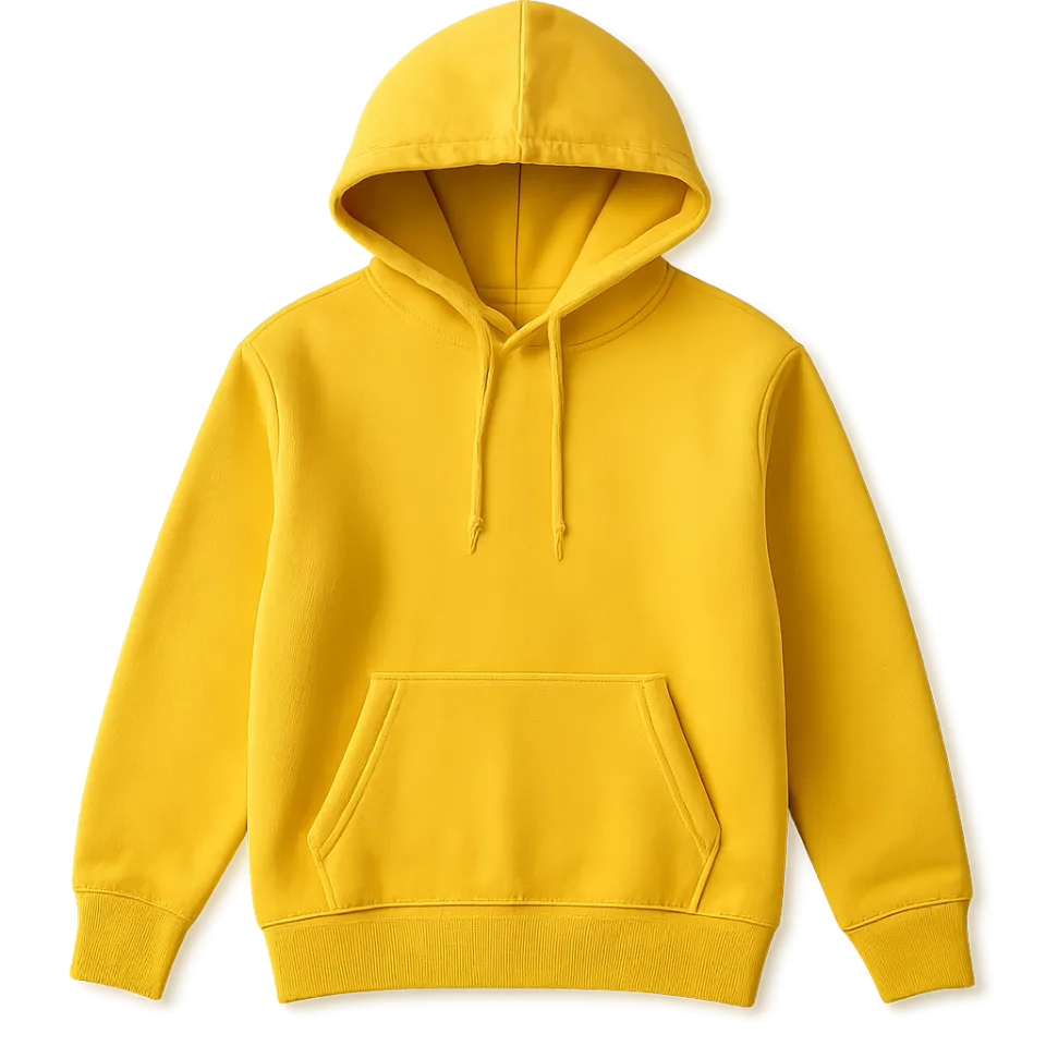 Sudadera amarilla brillante con mangas largas y bolsillo frontal