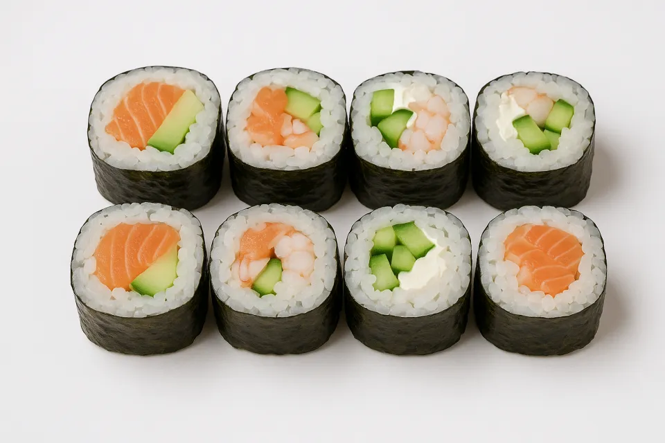 Вкусные суши роллы с различными начинками и свежими ингредиентами