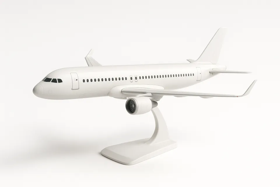 Detailed image of a model airplane in a minimalist style