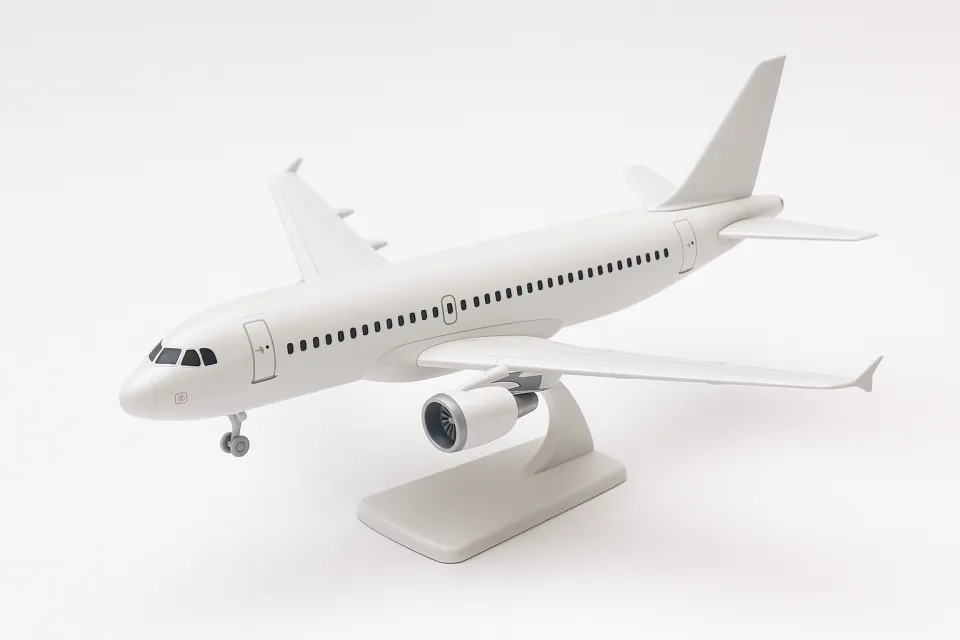 Detailed model of a passenger airplane on a white background