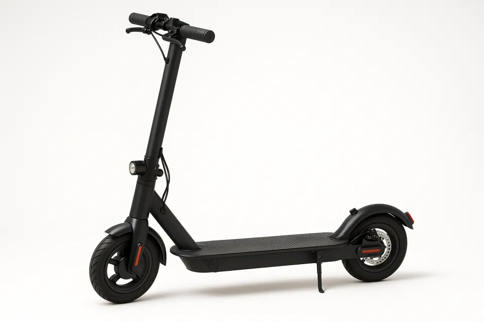 Patinete eléctrico negro con líneas suaves y diseño moderno