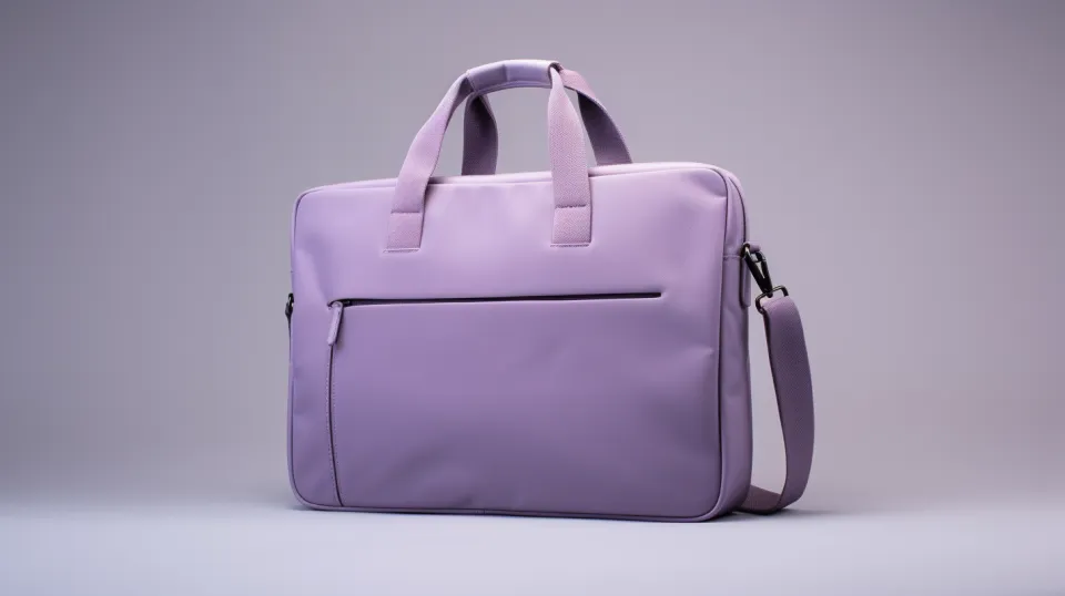 Bolsa de laptop púrpura con cómodas asas y correa