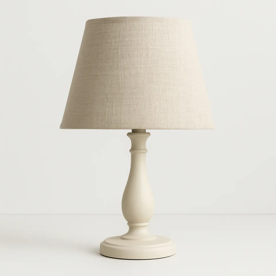 Elegant table lamp with beige fabric shade