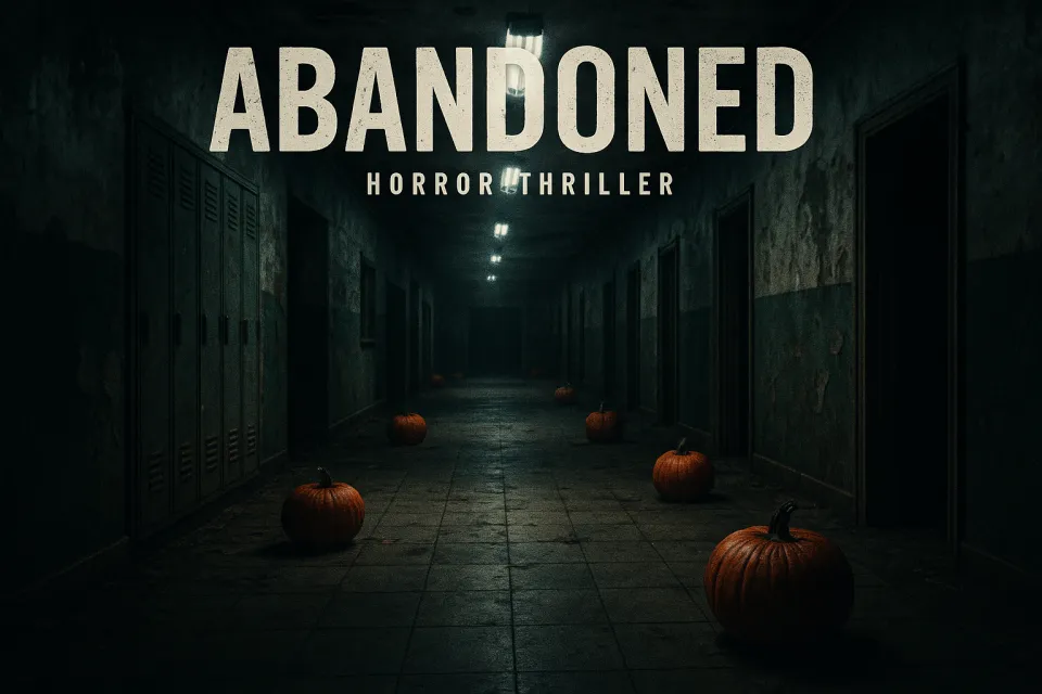 Abandoned Place with Pumpkins in a Gloomy Corridor