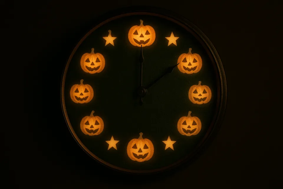 Reloj con imágenes de calabazas y estrellas, decorado para Halloween