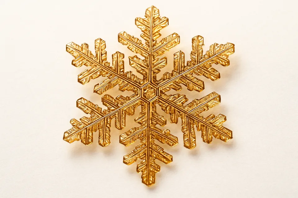 Изысканная золотая снежинка с детализированным узором