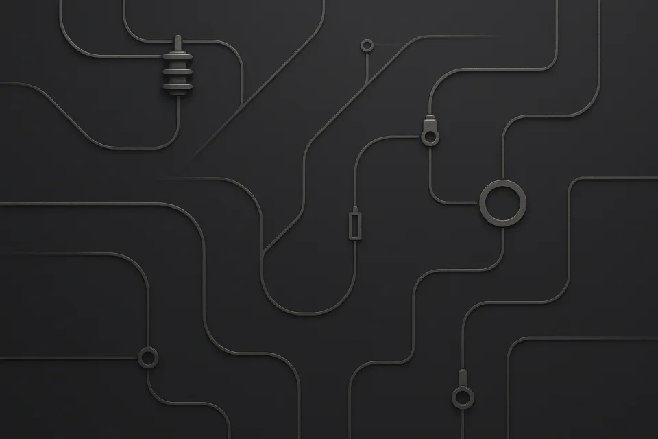 Темный фон с абстрактными проводами и деталями для графического дизайна