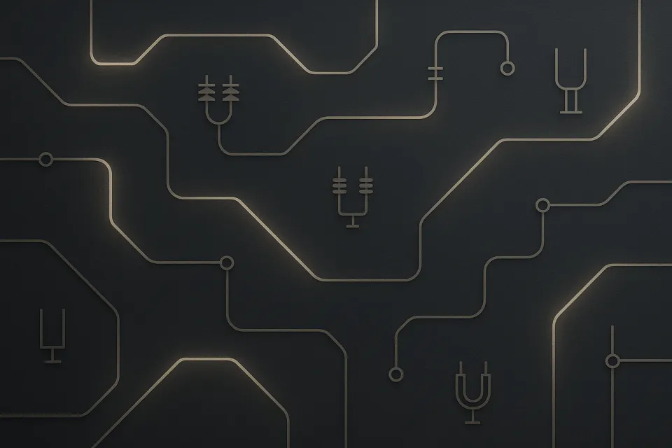 Абстрактный фон с электрическими схемами и линиями на темной поверхности