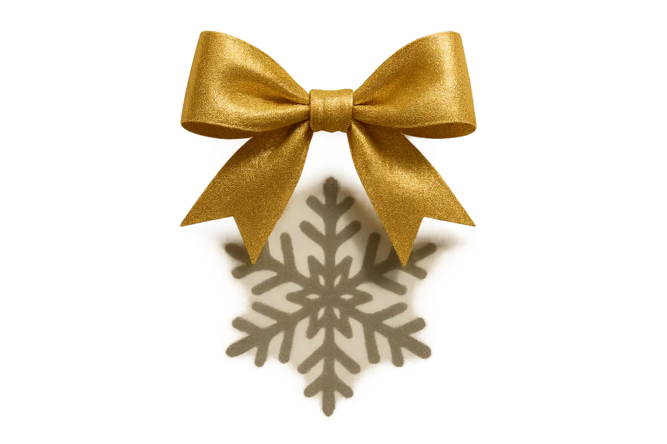 Элегантная золотая лента, оформленная снежинкой, на светлом фоне