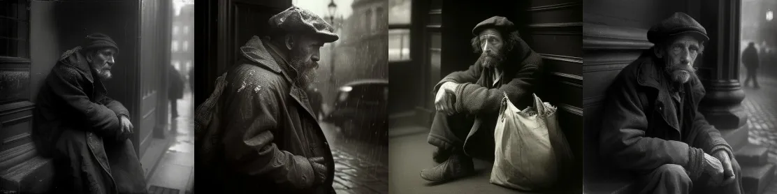 A homeless man in gloomy London by Josef Sudek