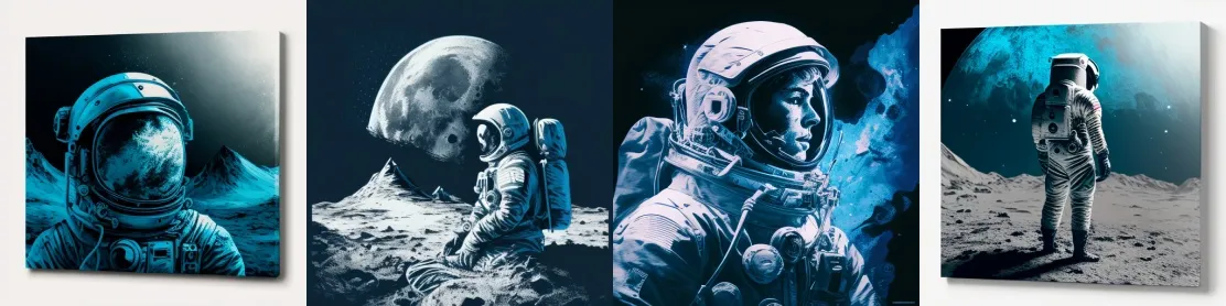 Запрос: First man on the moon, duotone, blue and grey