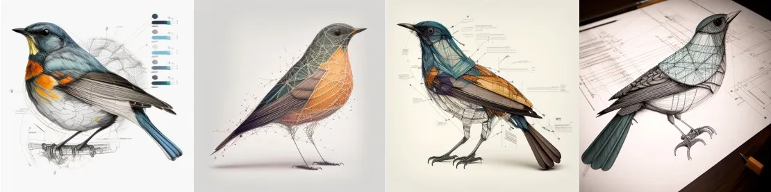 Запрос: A diagramatic drawing of a bird