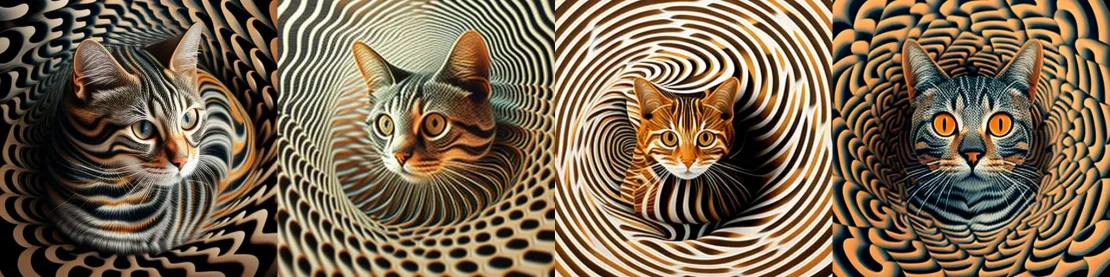 Запрос: Op art portrait of a tabby cat