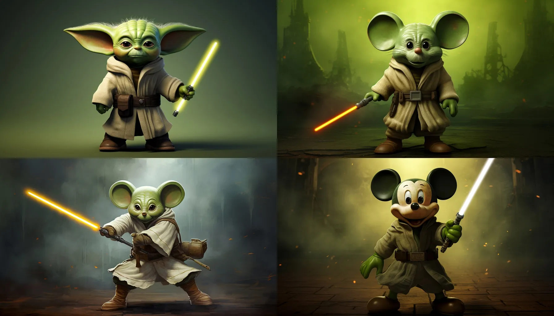 Yoda as mickey mouse --ar 7:4