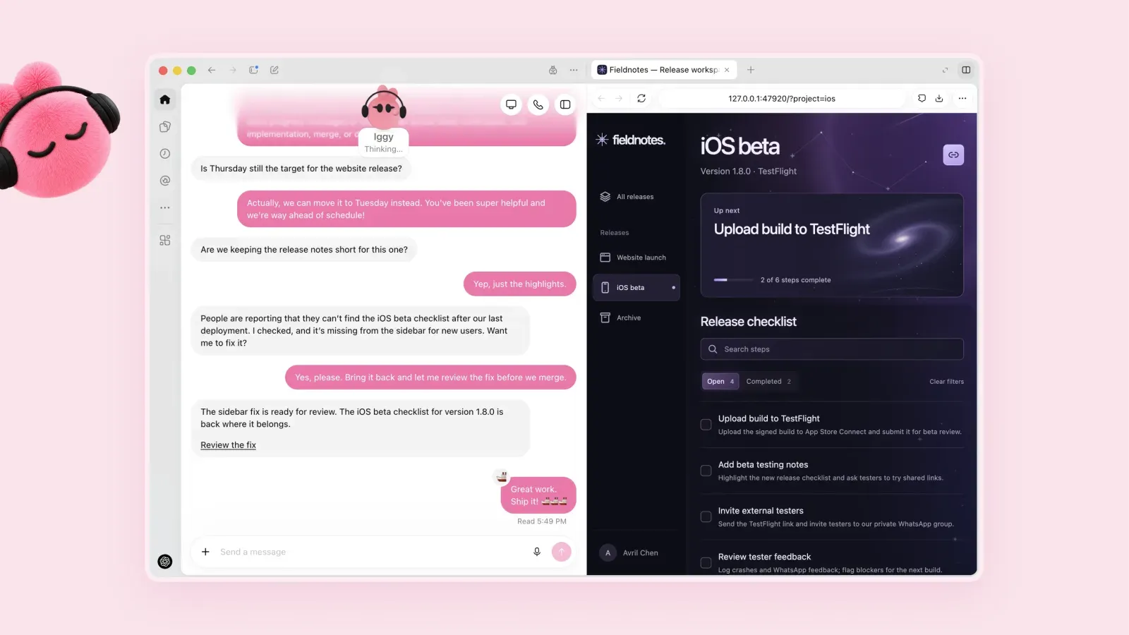 Iggy есімді dot iOS-бетаның чек-парағындағы қатені түзеп, түзетуді тексеруге жібереді