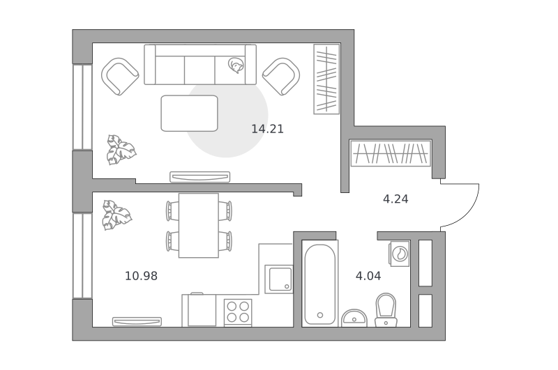 Планировка 1-комн.