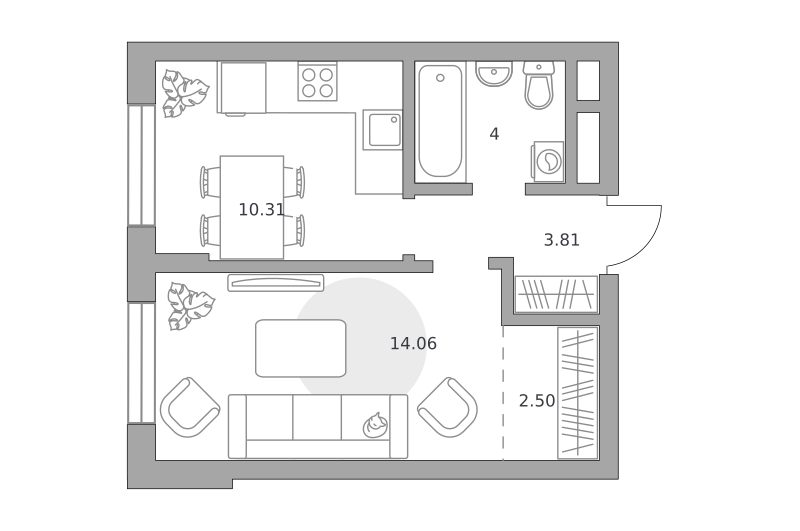 Планировка 1-комн.