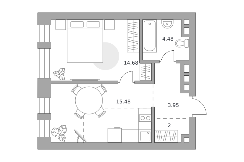 Планировка 1-комн.