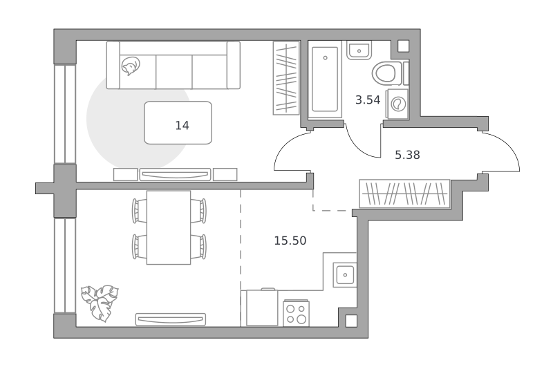 Планировка 1-комн.