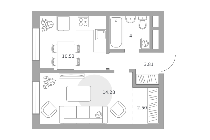 Планировка 1-комн.