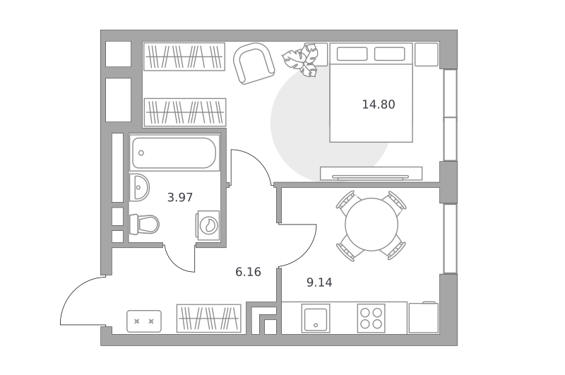 Планировка 1-комн.