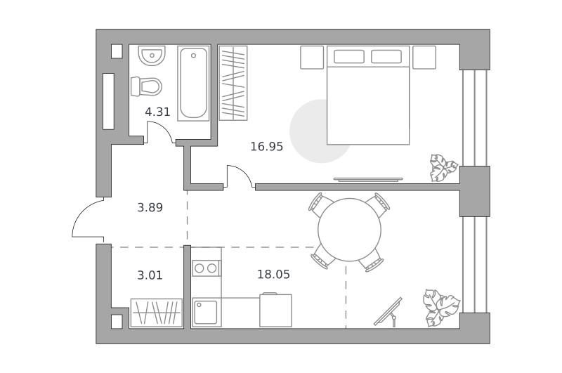 Планировка 1-комн.