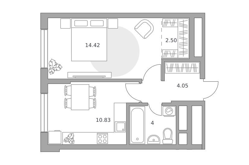 Планировка 1-комн.